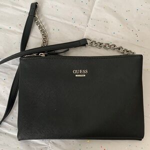 GUESS Black Wristlet with Chain Detail